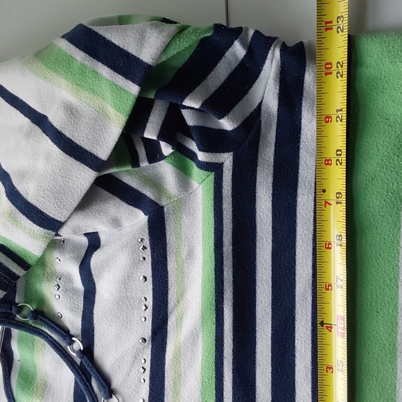 Alfred Dunner XL stripe crewneck pullover 3/4 sleeve straight hem w side split - Picture 3 of 9